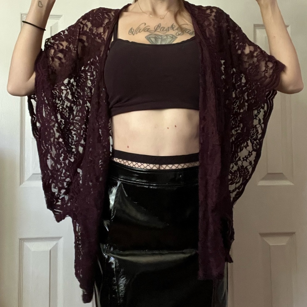 Lace short kimono